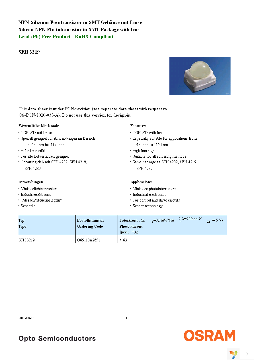 SFH 3219-Z Page 1